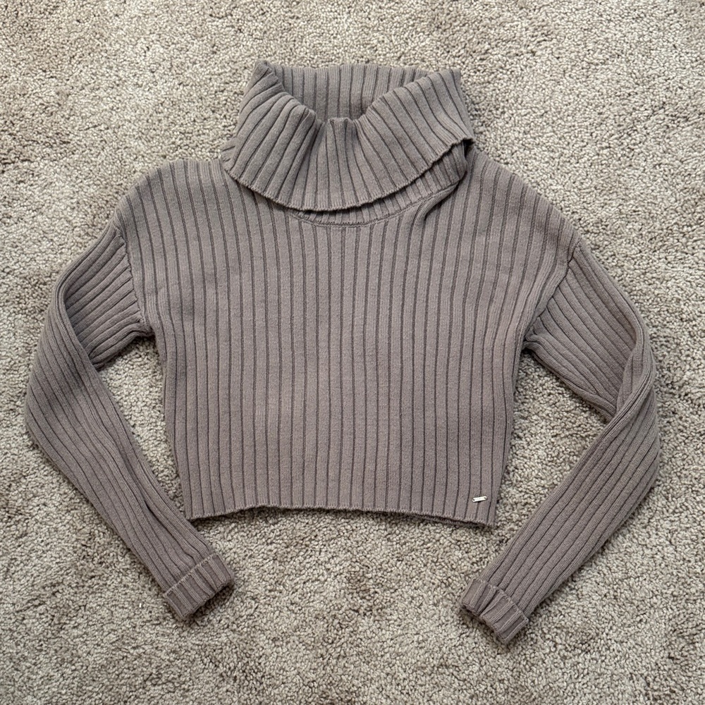 Guess Charcoal Ribbed Cowl Neck Sweater